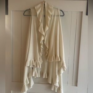Do Everything In Love Anthropologie Adriana Ruffle Cardigan Vest Open O/S